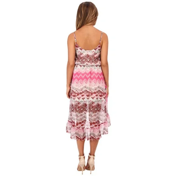 NEW LAmade Silk Hi Low Ruffle Dress Tribal Print XS - Picture 4 of 12